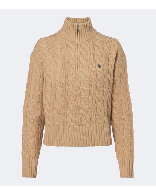 Polo Ralph Lauren Natural Cable-Knit Wool And Cashmere Sweater