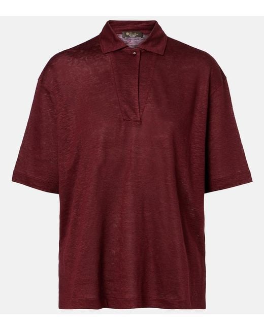 Loro Piana Red Gargano Linen Polo Shirt
