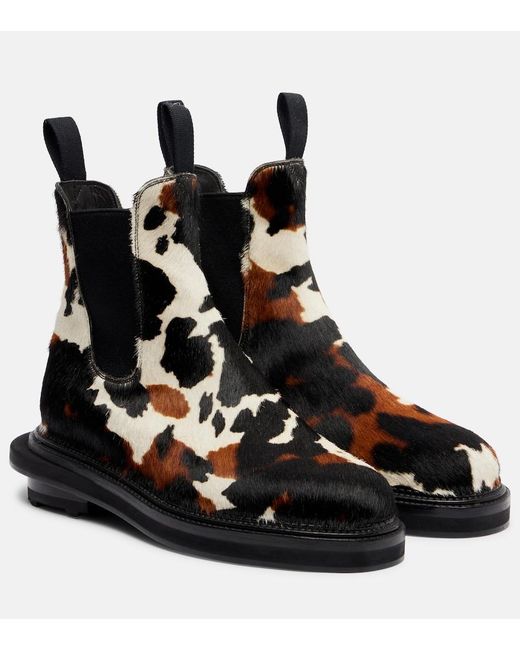 Sacai Black X J.M. Weston Calf Hair Ankle Boots