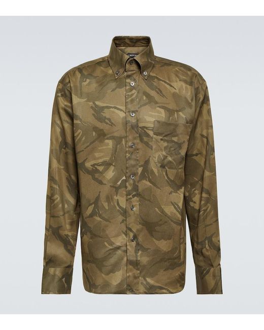 Tom Ford Green Camouflage Shirt for men