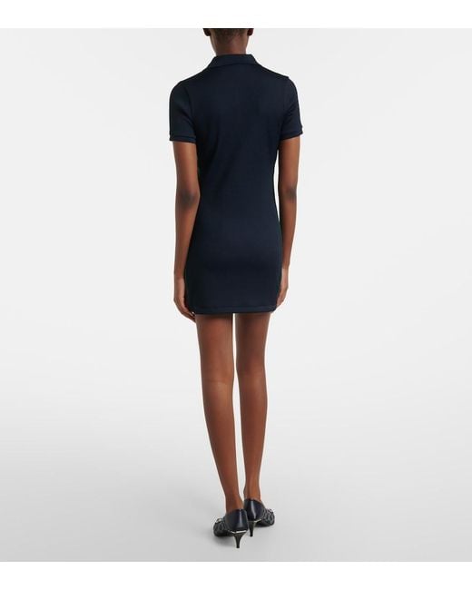 Gucci Blue Web Stripe Ribbed-Knit Jersey Polo Dress