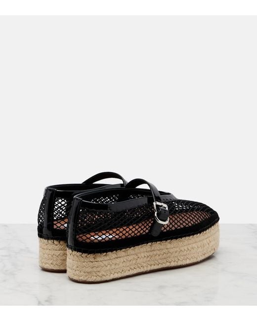 Alaïa Black Leather-Trimmed Fishnet Espadrilles