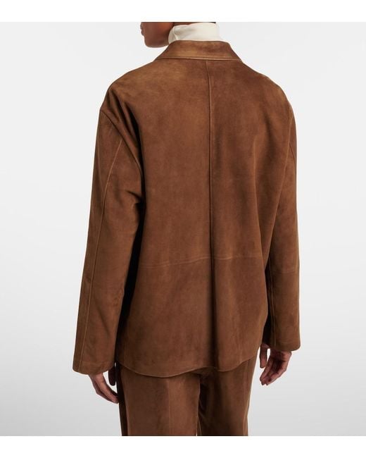 The Row Brown Janine Suede Shirt
