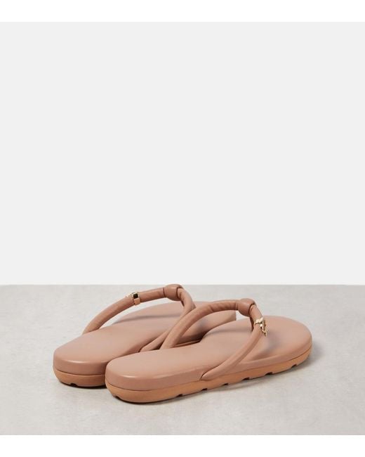 Gianvito Rossi Pink Juno Leather Thong Sandals