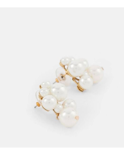 Jennifer Behr White Glass Pearl Embellished Earrings
