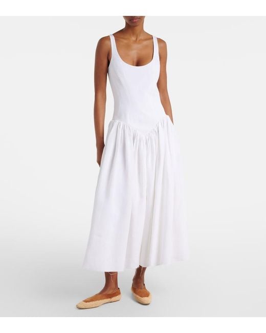 Gabriela Hearst White Naia Linen Midi Dress