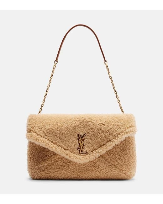 Saint Laurent Metallic Cassandre Envelope Shearling Shoulder Bag
