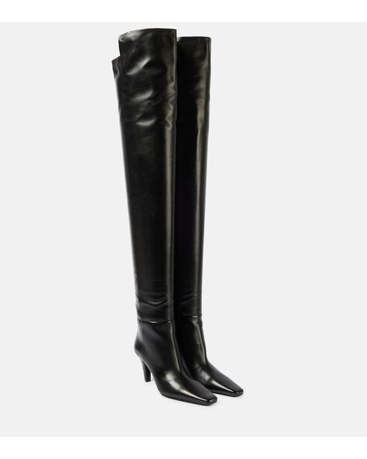 Saint Laurent Black Jill 75 Leather Over-The-Knee Boots