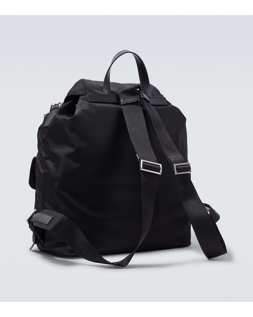 Mochila De Re-Nylon Con Piel Prada de hombre de color Black