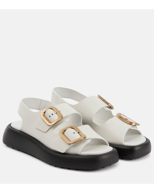 Tod's White Gomma Leather Sandals