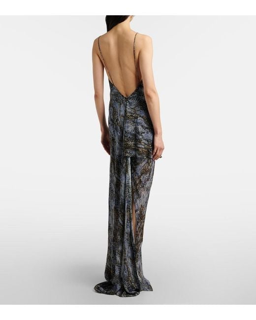 Christopher Esber Multicolor Snake-Print Draped Silk Maxi Dress