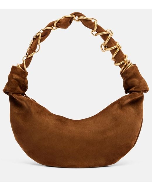 Saint Laurent Brown Amalia Mini Suede Shoulder Bag