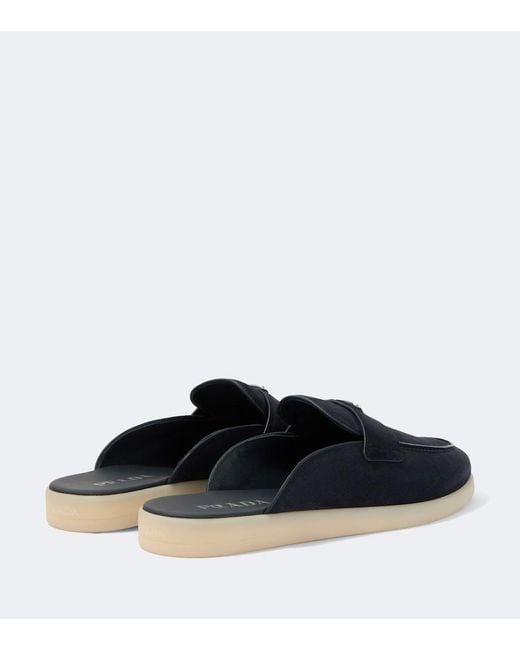 Mules En Daim Prada pour homme en coloris Blue