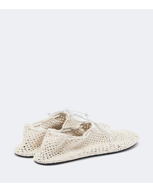 Christen White Mandala Crochet Leather-Trimmed Flats