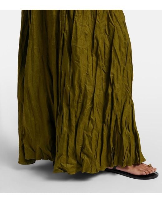 Johanna Ortiz Green Linen-Blend Maxi Skirt