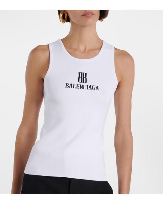 Balenciaga White Nano Bb Tank Top