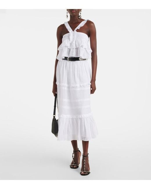 Isabel Marant White Diya Cotton-Blend Maxi Skirt