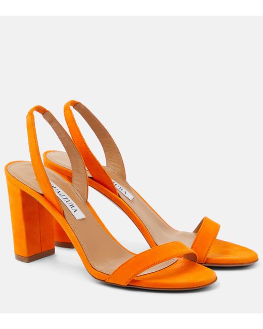 Aquazzura Orange So Nude 85 Suede Block Sandals