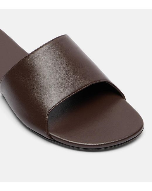 AMINA MUADDI Brown Bianca Leather Slides