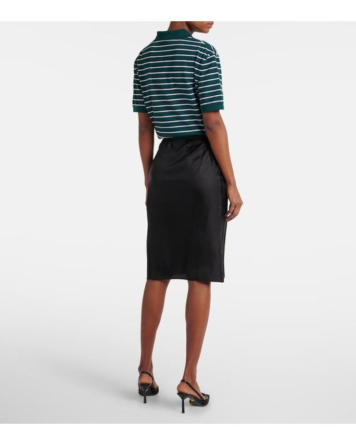Prada Black Silk Twill Midi Skirt