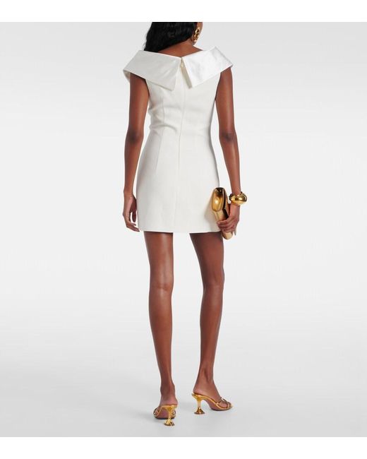 Alessandra Rich White Bow-Detail Satin-Trimmed Cady Minidress