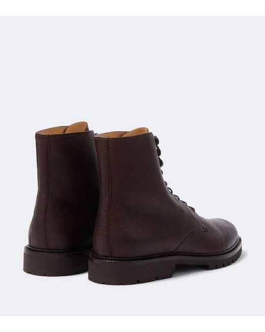 Brunello Cucinelli Brown Leather Lace-Up Boots for men