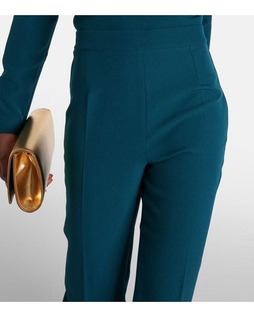 Safiyaa Blue Alexa High-Rise Crepe Flared Pants