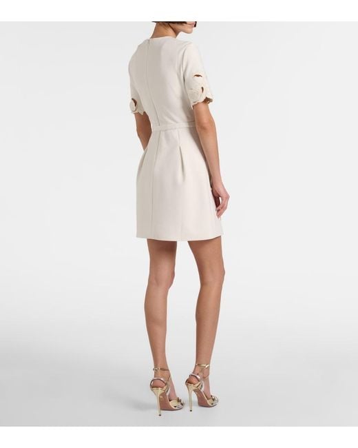 LEO LIN White Aurelie Belted Floral-Applique Minidress