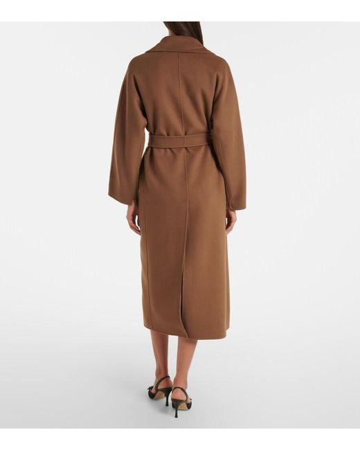 Max Mara Brown Virgin Wool Wrap Coat