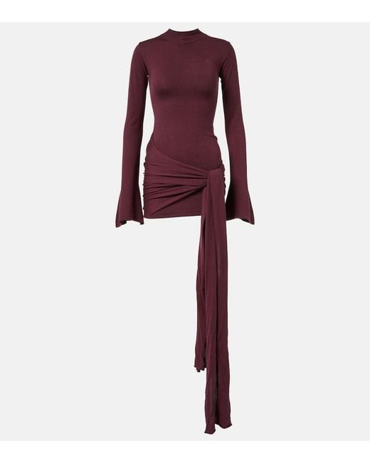 AYA MUSE Red Draped Silk-Blend Jersey Minidress