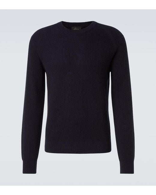 Brioni Blue Cashmere And Wool Sweater for men