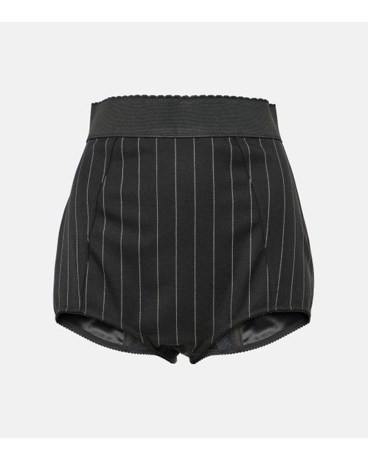 Dolce & Gabbana Black Pinstripe Wool-blend Shorts