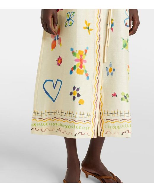 ALÉMAIS Metallic Sidi Floral Linen-Blend Shirt Dress