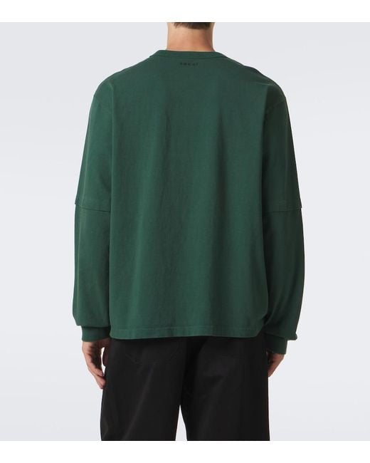 Sacai Green Cotton Jersey T-Shirt for men