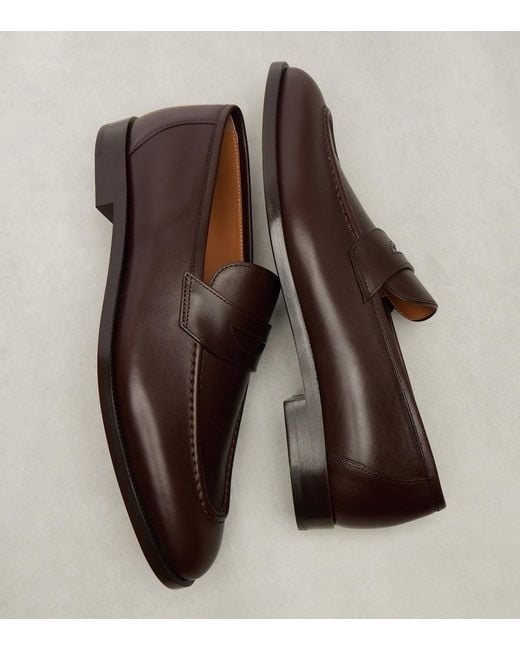 Loro Piana Brown Sergio Leather Penny Loafers