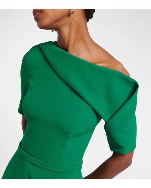 Safiyaa Green Stephanie Draped Crepe Cocktail Dress