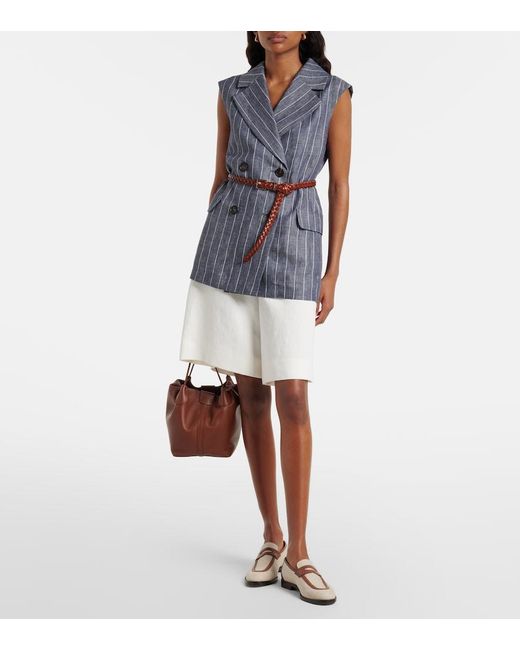 Max Mara White Sole Cotton And Linen Bermuda Shorts