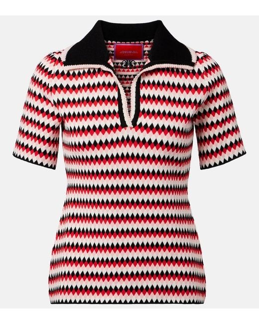 LaDoubleJ Red Checkers Knitted Polo