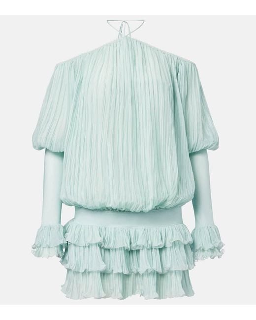 Blumarine Blue Minikleid Aus Seidenchiffon