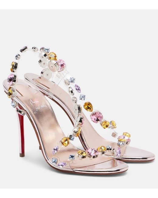 Christian Louboutin Pink Rosa Z 100 Embellished Leather Sandals