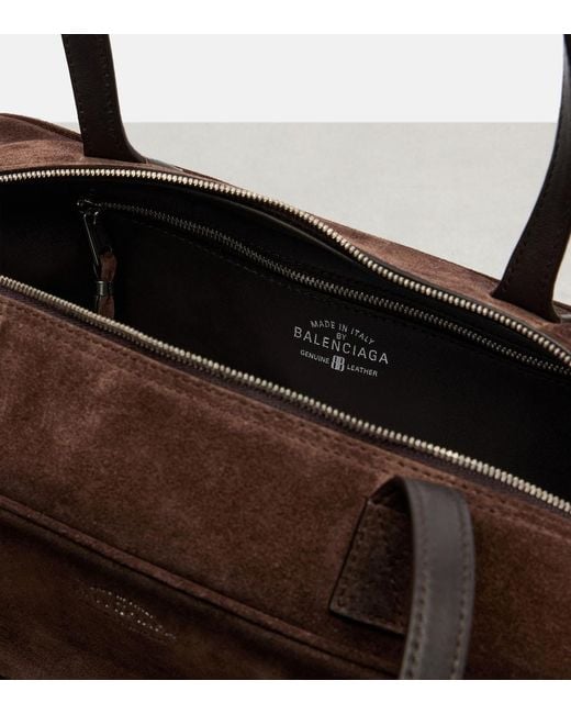 Balenciaga Brown Carrie Small Suede Shoulder Bag