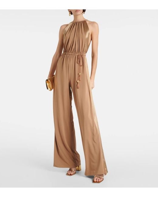 Max Mara Viscose Jersey Jumpsuit in Natural | Lyst
