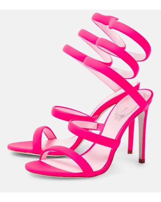 Rene Caovilla Pink Cleo Suede Sandals