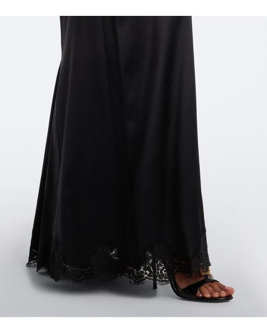 Dolce & Gabbana Black Lace-Trimmed Silk And Cotton-Blend Gown