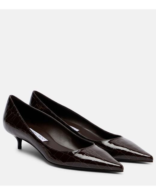 Jimmy Choo Black Amelia 35 Croc-Effect Leather Pumps