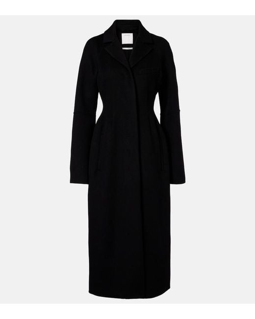 Sportmax Black Peplum Virgin Wool Coat