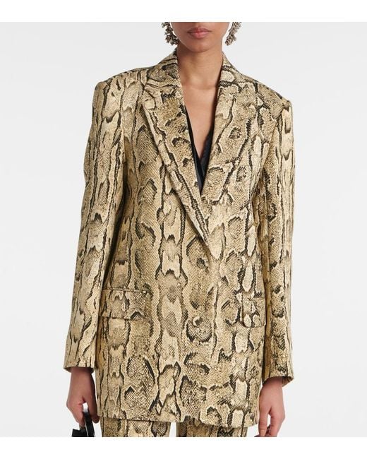 Dries Van Noten Natural Snake-Effect Jacquard Blazer