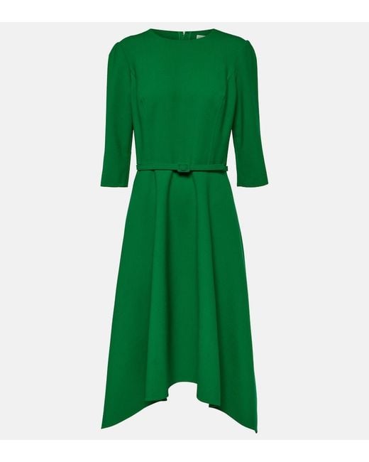 Oscar de la Renta Green Wool-Blend Midi Dress