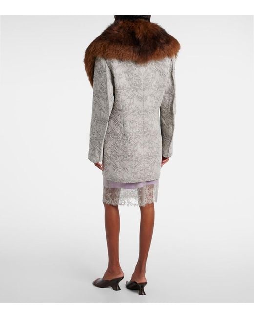 JACQUES WEI Brown Shearling-Trimmed Cotton Coat