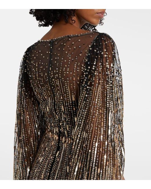 Vestido De Fiesta Rhapsody Con Lentejuelas Jenny Packham de color Gray